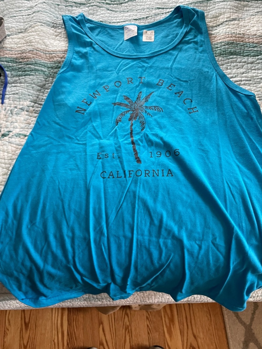 Newport Beach California Womens Turquoise Tank Top